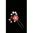 Шпилька квітка з рожевими перлами