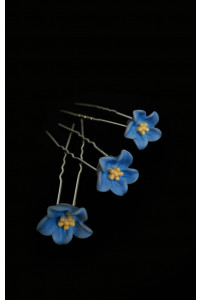 Шпилька в волосы цветочек голубой