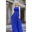 Вечірня синя сукня з мереживом