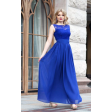 Вечірня синя сукня з мереживом