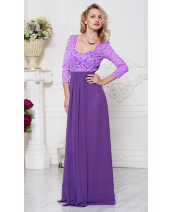 Фіолетова вечірня сукня з рукавом