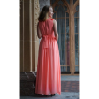 Шифонова персикова сукня на запах з рюшами
