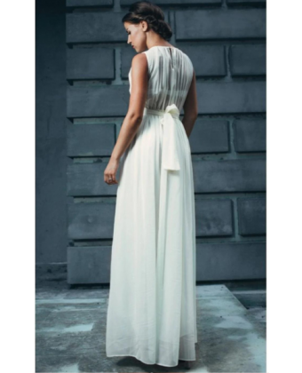 Довга шифонова сукня в грецькому стилі айворі
