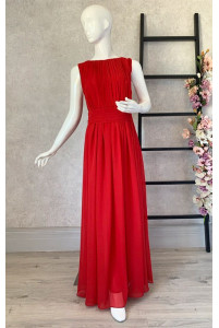 Довга шифонова сукня в грецькому стилі червона