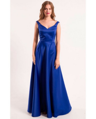 Атласна вечірня сукня синя