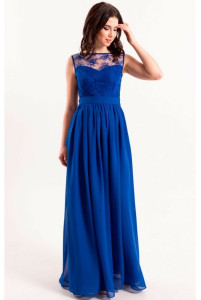 Вечірня сукня з мереживом синя