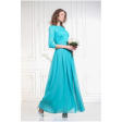 Сукня блакитна з рукавом та мереживним верхом