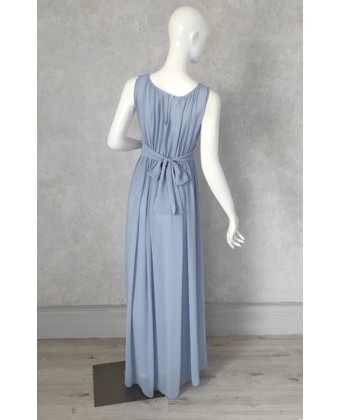 Довга шифонова сукня у грецькому стилі сіро-блакитна