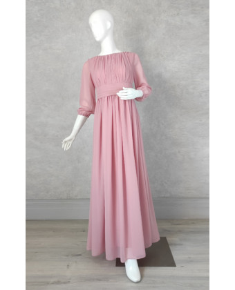 Довга сукня в грецькому стилі з рукавом 3/4 рожева