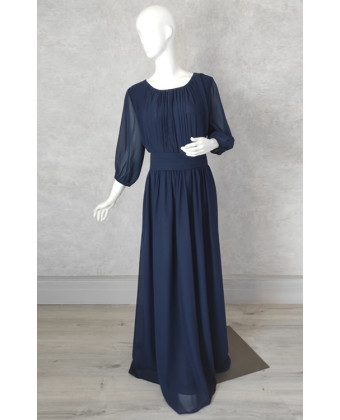 Довга сукня в грецькому стилі з рукавом 3/4 темно синя