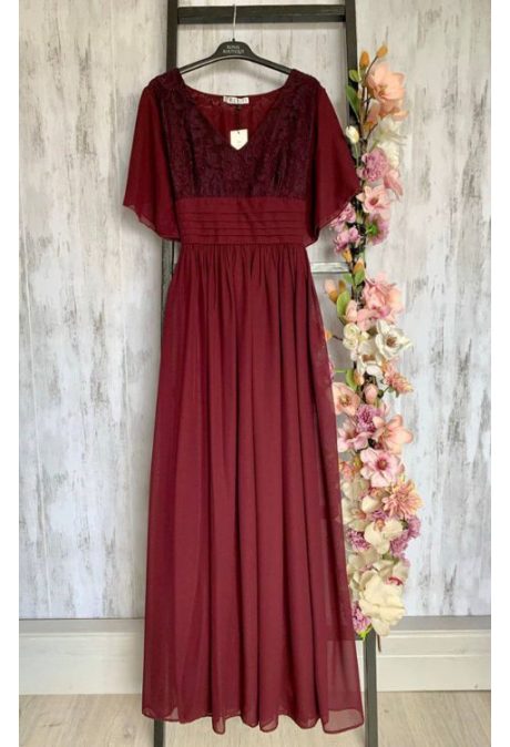Сукня з мереживним верхом size+ марсала