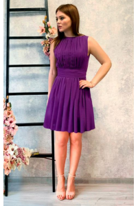 Фіолетова коктейльна сукня у грецькому стилі