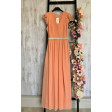 Персикова вечірня сукня з рукавом size+