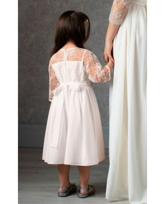 Дитяча біла сукня з мереживним верхом і шифоновою спідницею