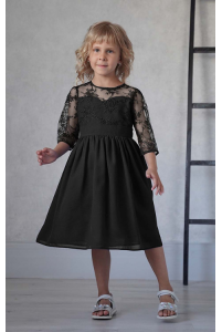 Дитяча чорна сукня з мереживним верхом і шифоновою спідницею