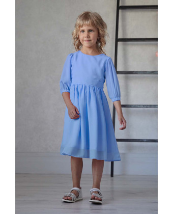 Дитяча сукня з гудзиками і рукавом, блакитна