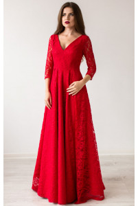 Длинное красное вечернее платье