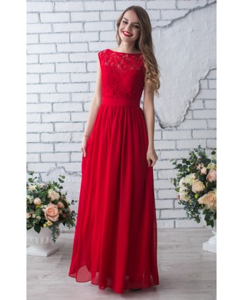 Червона вечірня сукня з мереживом