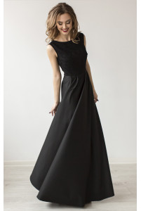 Вечернее черное платье с кружевом черное