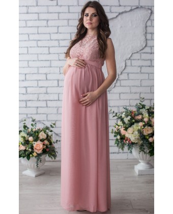 Плаття в підлогу для вагітних пудра