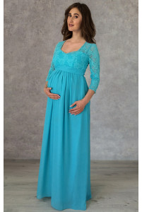 Бірюзова вечірня сукня для вагітних