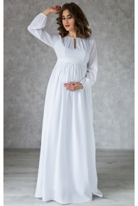 Довга біла сукня для вагітних