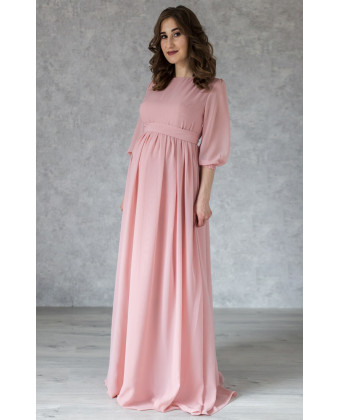 Элегантное пудровое платье для беременных