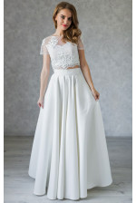 Комплект свадебный расшитый топ и атласная юбка