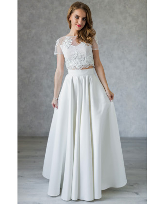 Комплект свадебный расшитый топ и атласная юбка