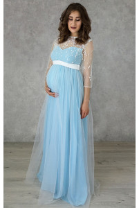 Ніжна блакитна сукня для вагітних