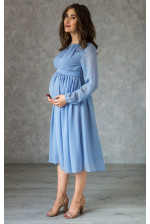 Сіро-блакитне коктейльне плаття для вагітних