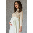 Стильное платье миди для беременных молочное