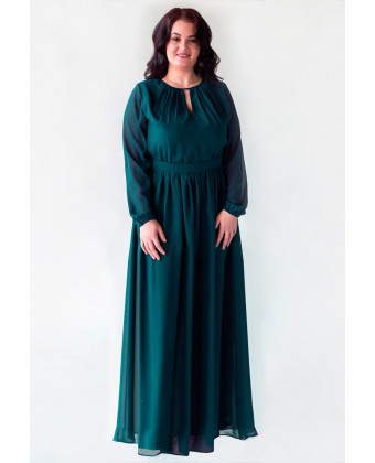 Довга сукня великого розміру з рукавом смарагд