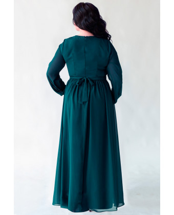 Довга сукня великого розміру з рукавом смарагд