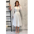 Коктейльное платье с длинным рукавом белое