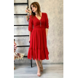 Червона сукня міді з гудзиками