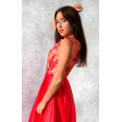 Червона вечірня сукня з розшитим ліфом