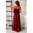 Платье с кружевом и рукавом марсала