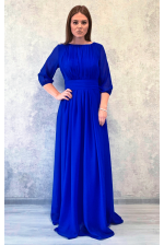 Платье в греческом стиле с рукавом 3/4 синее