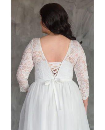 Весільне плаття з мереживн рукавами