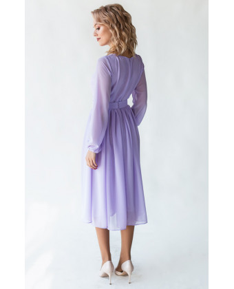 Коктейльна сукня з довгим рукавом лаванда