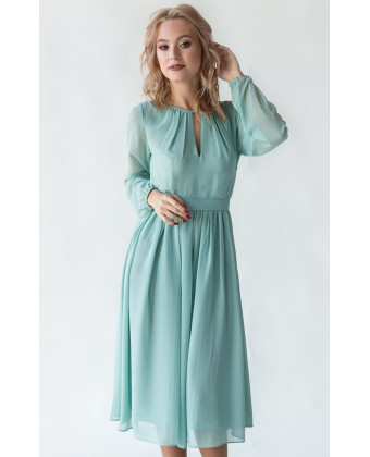 Коктейльна сукня з довгим рукавом шавлія