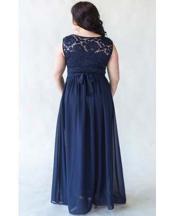 Платье в пол темно синее