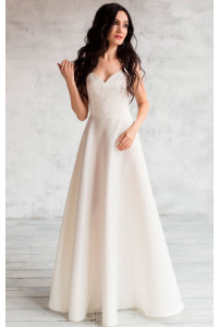Атласное свадебное платье айвори