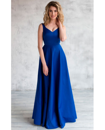 Атласна вечірня сукня синя
