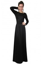 Длинное черное платье с рукавом