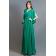 Зелена вечірня сукня, рукав із розрізом