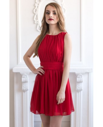 Шифоновое коктейльное платье красное