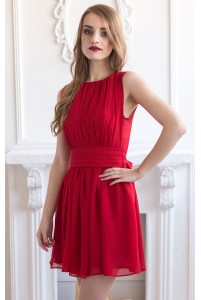 Шифоновое коктейльное платье красное