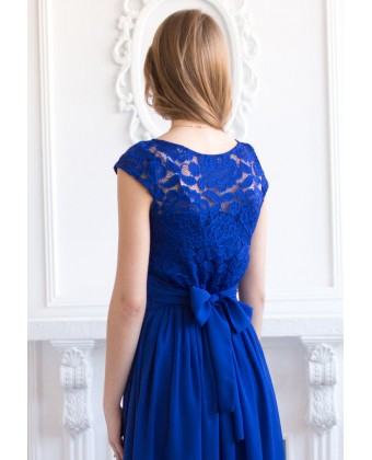 Синее выпускное платье